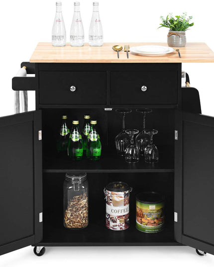 Giantex Kitchen Island Cart, Rolling Wood Trolley with Storage Cabinet