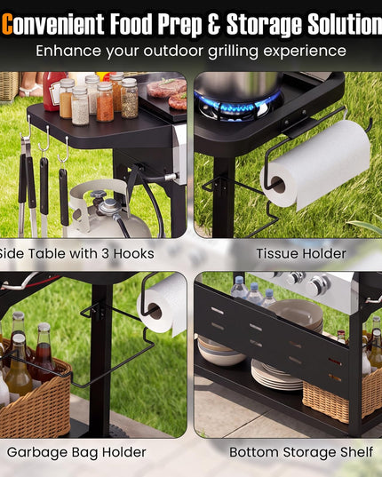 GIANTEX 5-Burner 48,000 BTU Propane Gas Grill and Griddle Combo with Side Burner