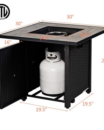 Giantex Propane Fire Pit Table, 30 inch 50,000 BTU Square Gas Firepits w/ Ceramic Tabletop