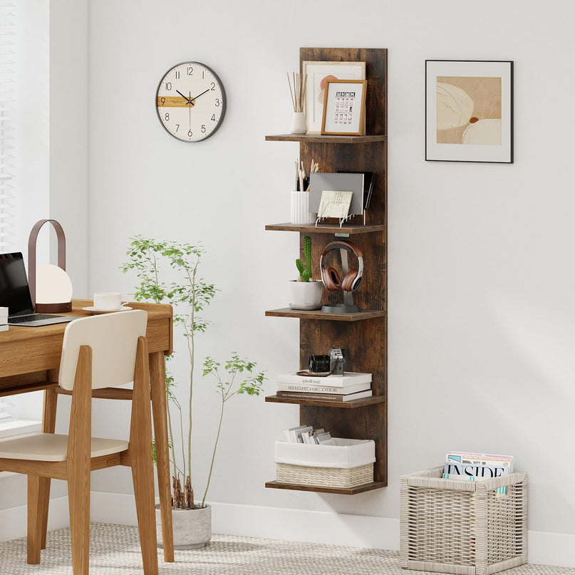 Giantex Wooden Wall-Mounted Organizer Book Shelf for Bedroom