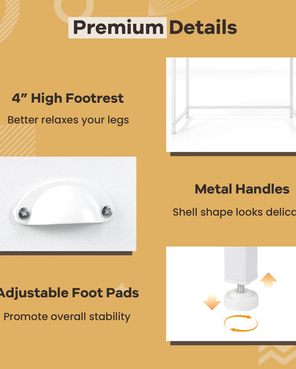 Giantex Small Computer Desk with Fabric Drawers, 36 Inch Home Office Desk with 4 Hanging Hooks & Metal Frame