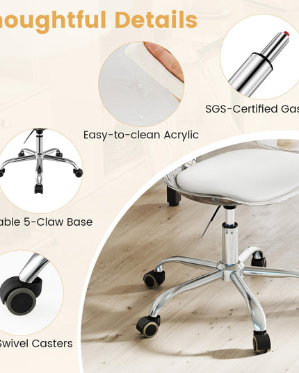 Giantex Acrylic Clear Desk Chair with PU Leather Cushion
