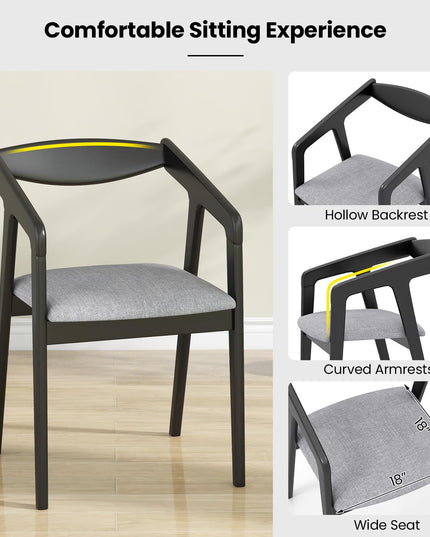 Giantex Wooden Dining Chairs Set, Linen Fabric Upholstered Kitchen Chairs w/Armrests & Padded Cushion