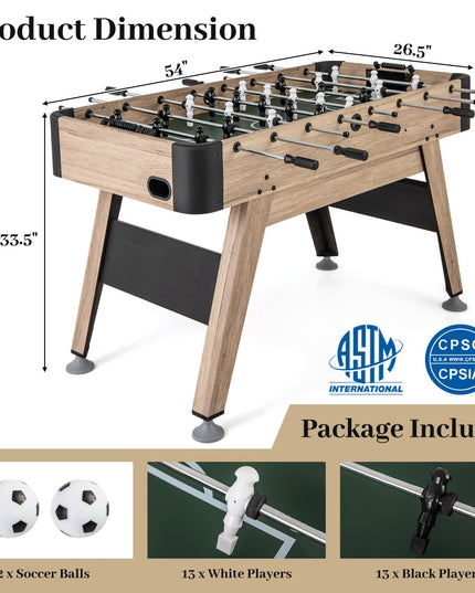 Giantex 54 Inch Foosball Table - Wood Football Table Competition Sized, Arcade Soccer Game Table with 2 Balls