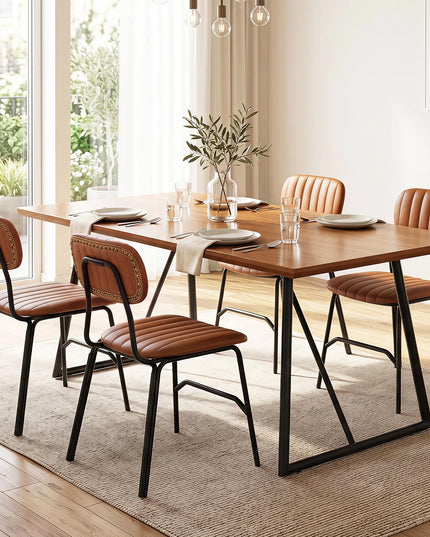 GIANTEX Modern Dining Chairs Set w/ Ergonomic Back & Metal Legs