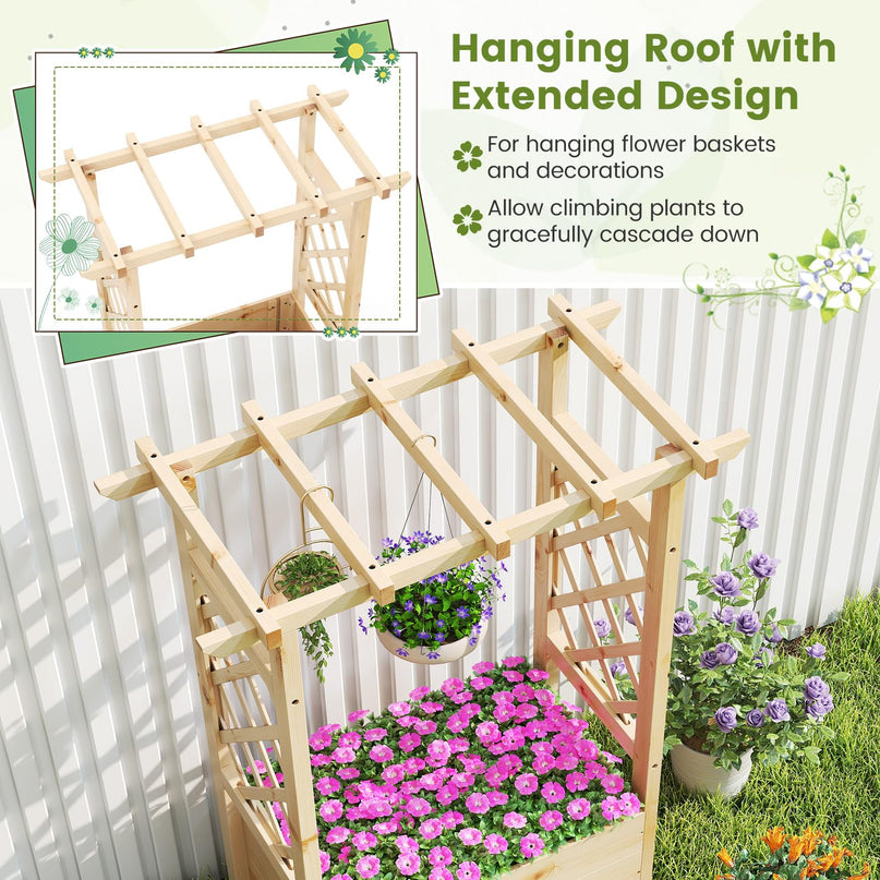 Giantex Raised Garden Bed with Sided Trellis & Hanging Roof ( 31”x16”x41” )