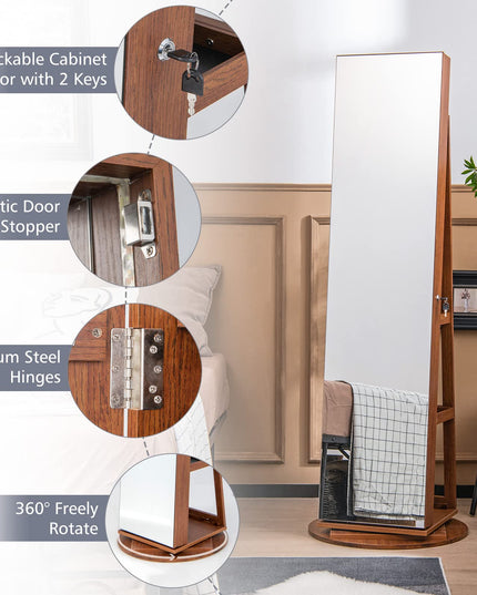 Jewelry Armoire, Walnut - Giantex