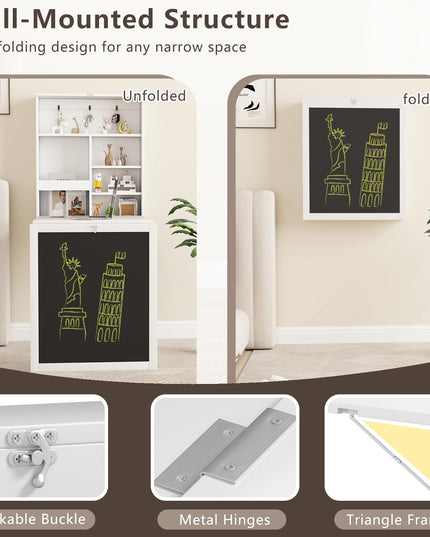 Giantex Foldable Wall-Mounted Desk with Chalkboard