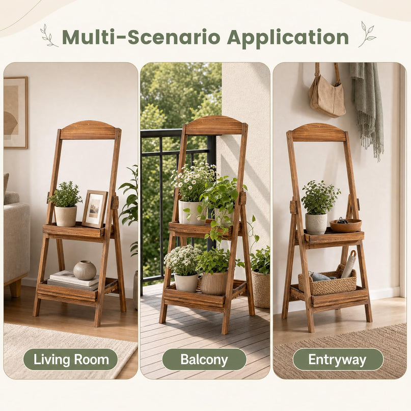 GIANTEX 2-Tier Ladder Plant Stand with Raised Edges