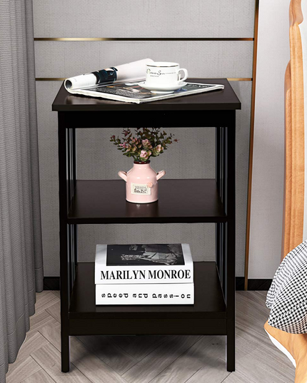 Giantex Nightstand 3-Tier Sofa Side Table W/Reinforced Bars and Stable Structure