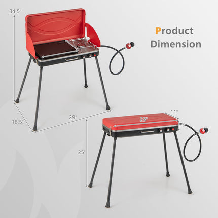 Giantex 2-in-1 Gas Camping Grill and Stove, 20,000 BTUs Portable Propane Grill Burner