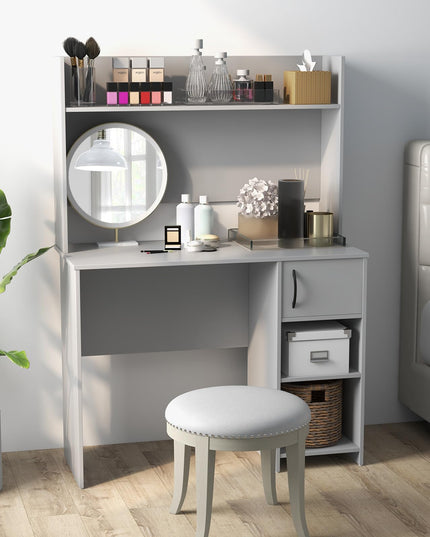 Giantex Computer Desk with Hutch, Home Office Desk with Storage Cabinet & Adjustable Shelf