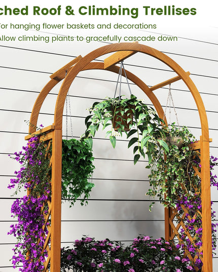 Giantex Raised Garden Bed with Arch Lattice Trellis(33"x15"x57")