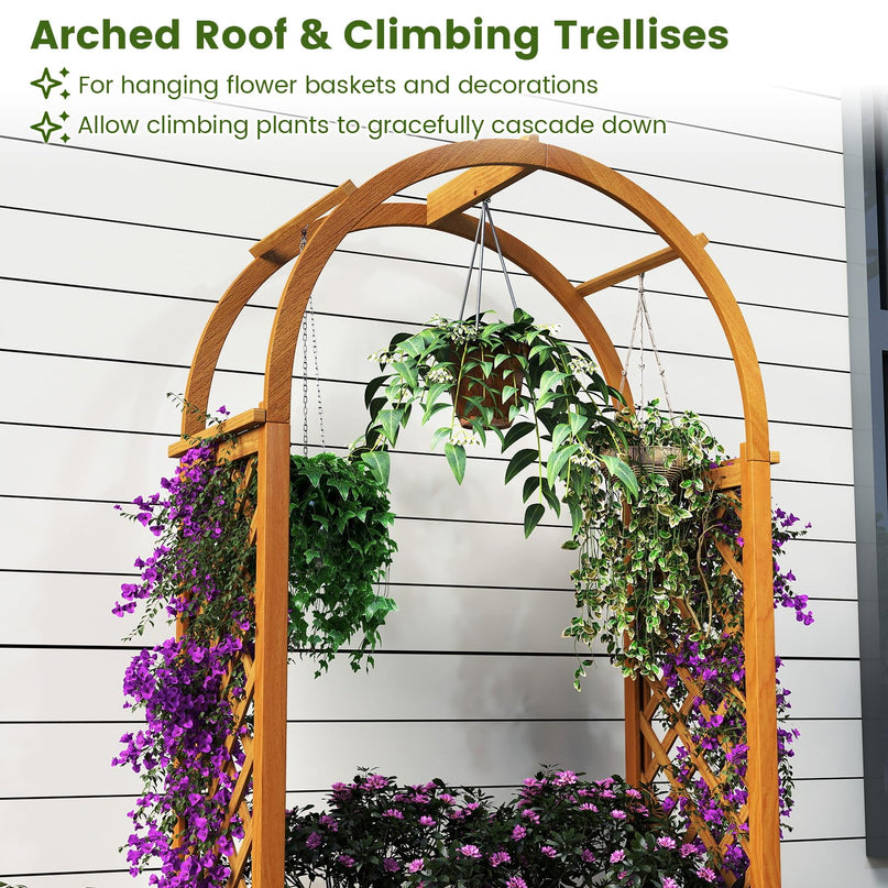 Giantex Raised Garden Bed with Arch Lattice Trellis(33"x15"x57")