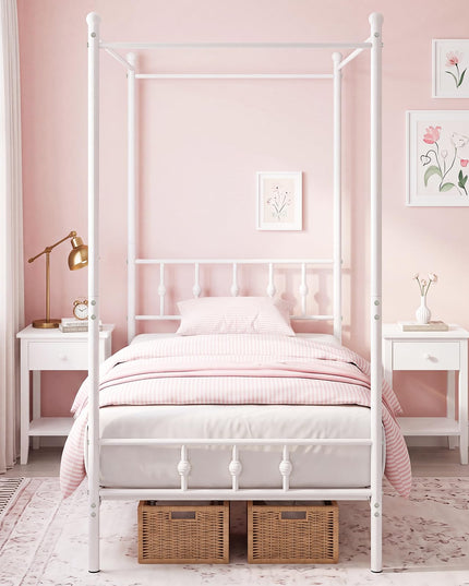 GIANTEX Metal Canopy Bed Frame Twin Size with Headboard and Footboard