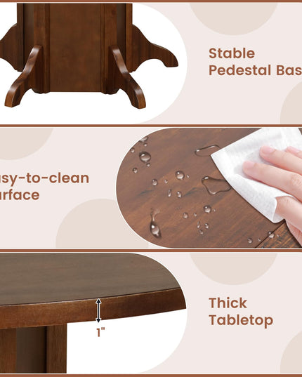 Giantex 42” Round Dining Table, Modern Kitchen Table with Pedestal Base, Solid Wood Frame