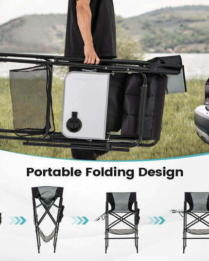 Chaise de réalisateur Giantex de 46 pouces de haut, chaise de camping pliante avec hauteur d'assise de 31 pouces, table latérale, porte-gobelet