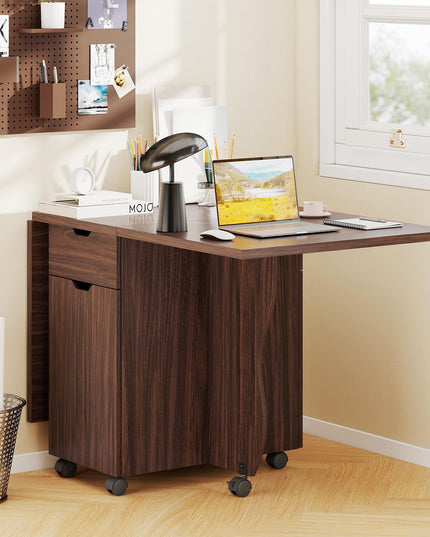 Table à manger pliable Giantex 3-en-1 avec 2 tiroirs et 2 placards