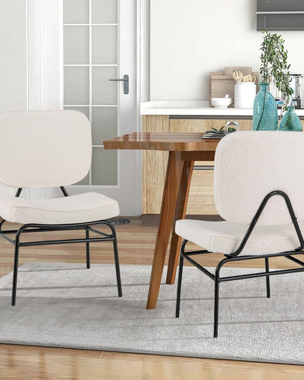 Giantex Modern Armless Accent Chair - Sherpa Reading Chair with Sponge Padding