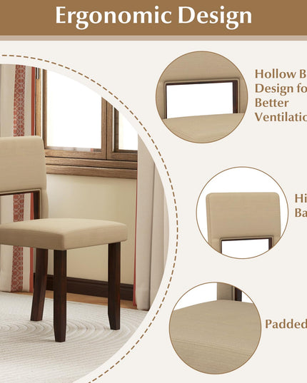 Giantex Wooden Dining Chairs Set of 2/4, Linen Fabric Upholstered Kitchen Chairs w/Rubber Wood Frame