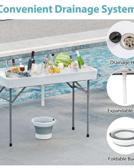 Giantex 46" Outdoor Chill Bar Table with Drain & Removable Matching Skirt