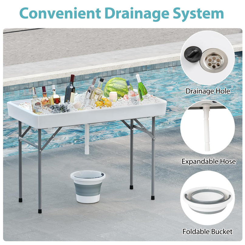 Giantex 46" Outdoor Chill Bar Table with Drain & Removable Matching Skirt