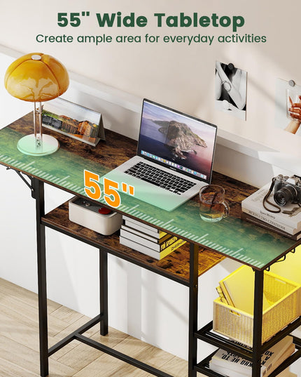GIANTEX 55" Drop Leaf Bar Table for 2-4 with LED Light
