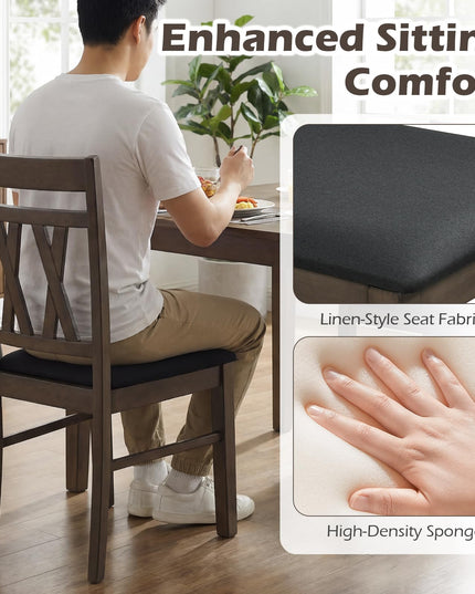Giantex Linen Style Upholstered Kitchen Chairs with Dual X-Shaped Back (2/4)