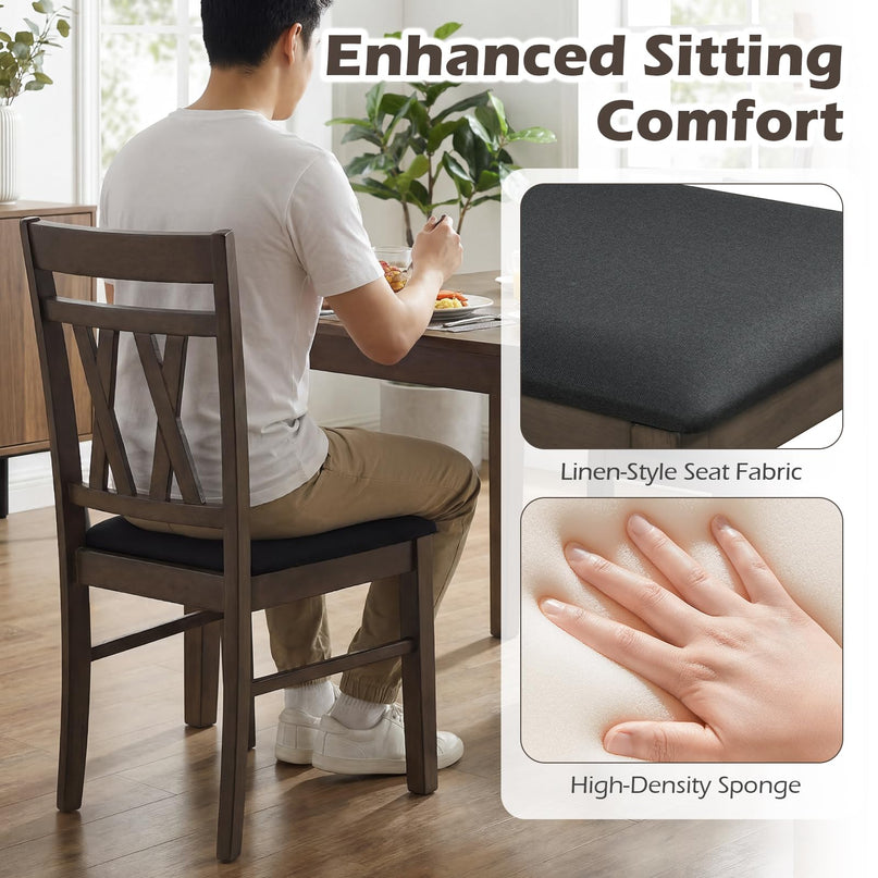 Giantex Linen Style Upholstered Kitchen Chairs with Dual X-Shaped Back (2/4)