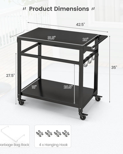Giantex Outdoor Grill Cart - Pizza Oven Stand Table with Lockable Wheels
