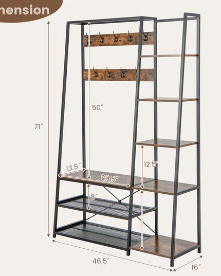 Giantex Coat Rack with Shoe Bench