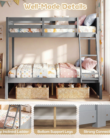 Giantex Twin Over Fulll Bunk Bed Wood Bunk Bed