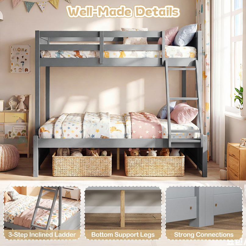 Giantex Twin Over Fulll Bunk Bed Wood Bunk Bed