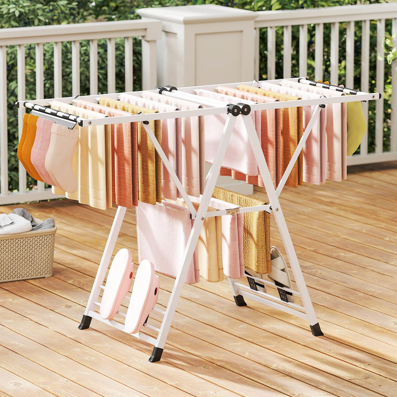 Giantex Séchoir à linge pliable en métal (141 cm L x 99-147 cm H)