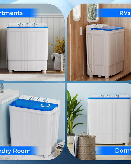 Giantex Portable Washing Machine, 17.6lbs Compact Portable Washer Twin Tub Combo with Pump Drain