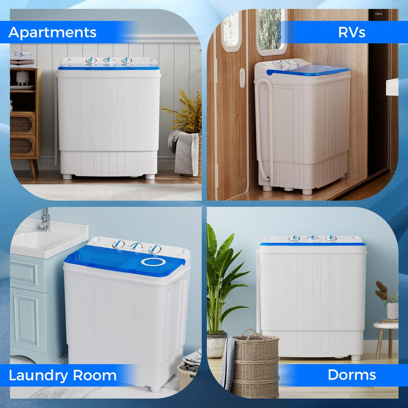 Giantex Portable Washing Machine, 17.6lbs Compact Portable Washer Twin Tub Combo with Pump Drain