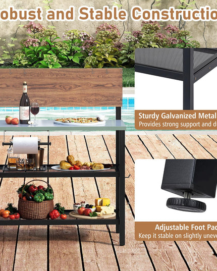 Giantex Outdoor Bar Table with Flip-Up Top & Foldable Side Table
