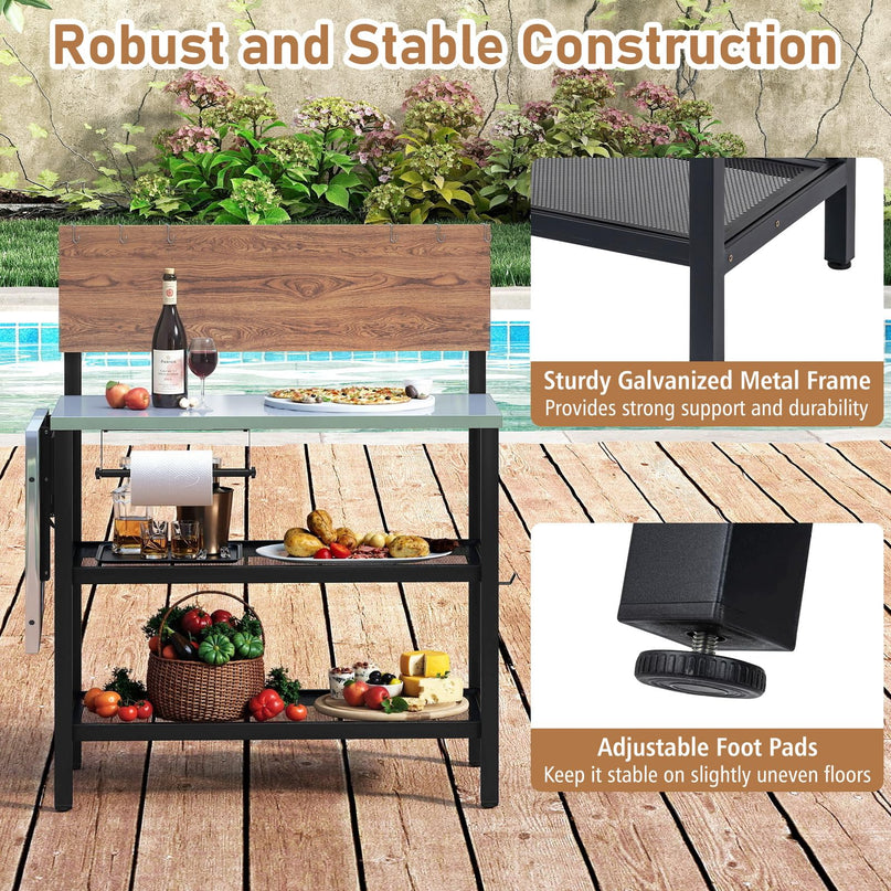 Table de bar extérieure Giantex avec plateau rabattable et table d'appoint pliable