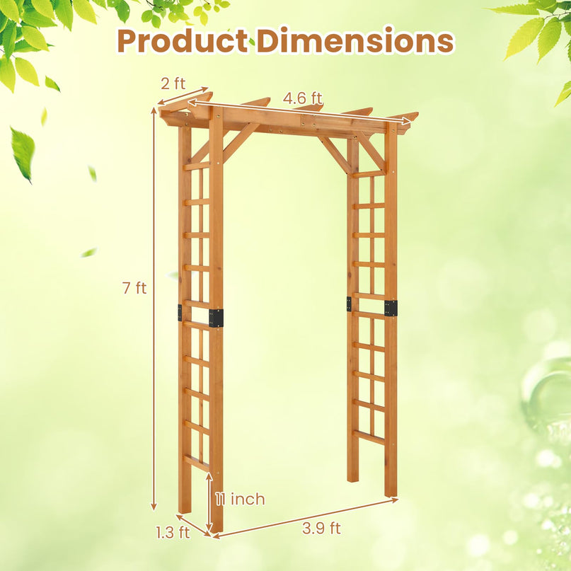 Giantex 7FT Wood Garden Arbor Trellis Wooden Wedding Arch for Ceremony Party