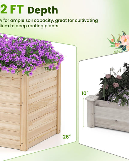 Giantex 40"x25"x26" Elevated Planter Box with Open-Ended Base for Deep-Rooted Plant
