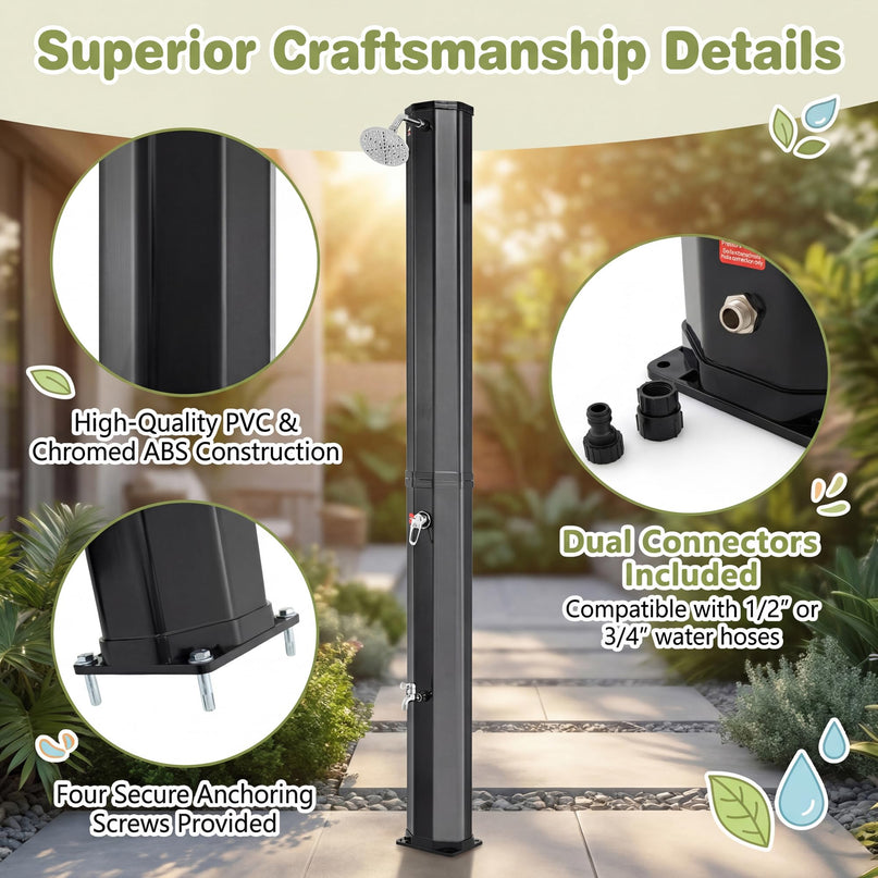 Giantex 7.5 FT 15.9 Gallon Solar Heated Outdoor Shower