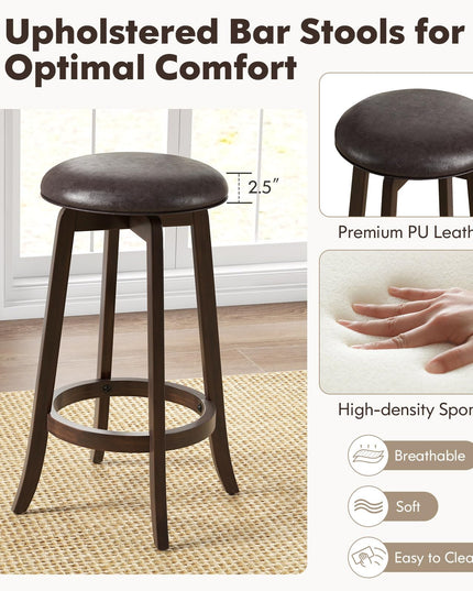 Giantex Bar Stools Set， 29"/ 24"  Bar Height Bar Stools w/ 360° Swivel Round Seat & Footrest