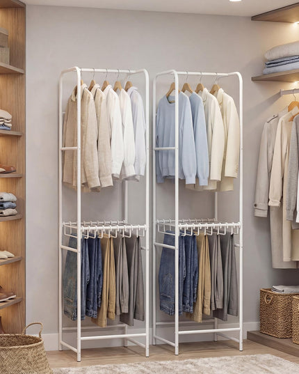 Giantex Clothes Rack with Pants Hanger Heavy-Duty White Garment Rack