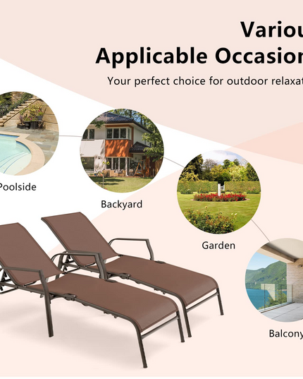 Giantex Set of 2 Outdoor Chaise Lounge Chair