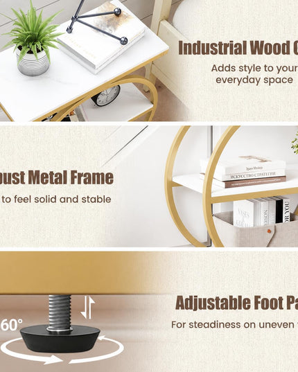 GIANTEX 3-Tier Faux Marble Narrow End Table with Storage (1/2)