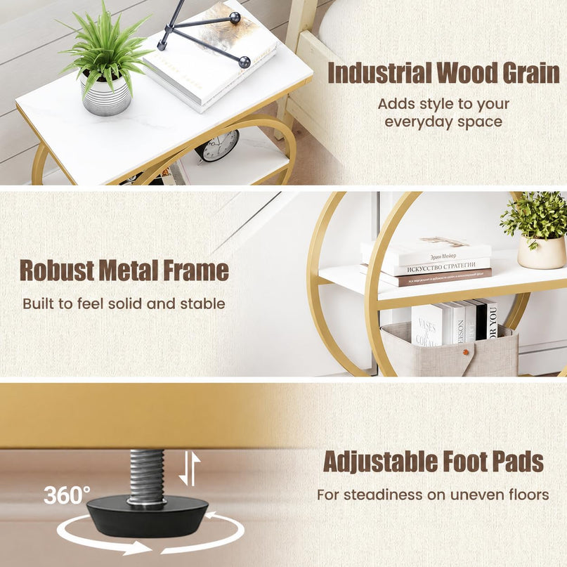 GIANTEX 3-Tier Faux Marble Narrow End Table with Storage (1/2)