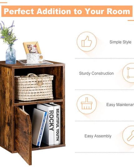 Giantex Set of 2 Nightstands, End Table Bedside Table w/Storage Cabinet and Open Shelf