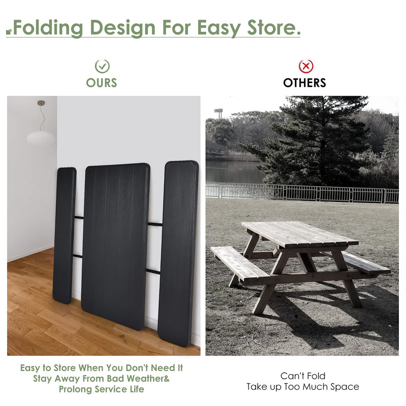 Giantex Folding Outdoor Dining Table Set, Large Camping Table for Patio Deck Lawn