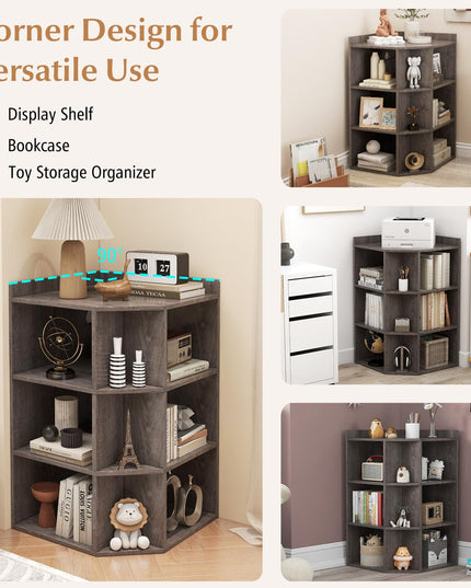 Giantex 3-Tier Corner Cabinet with Charging Station, Corner Shelf with 9 Cubbies, 2 USB Ports & 4 Outlets