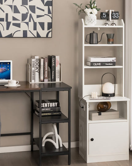 Giantex Nightstand with Charging Station - 55" Tall Bedside Table